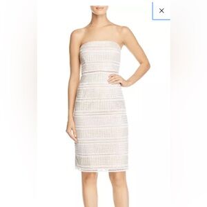 Adrianna Papell Women's Eyelet Lace Cocktail Dress Strapless Ivory Size 4